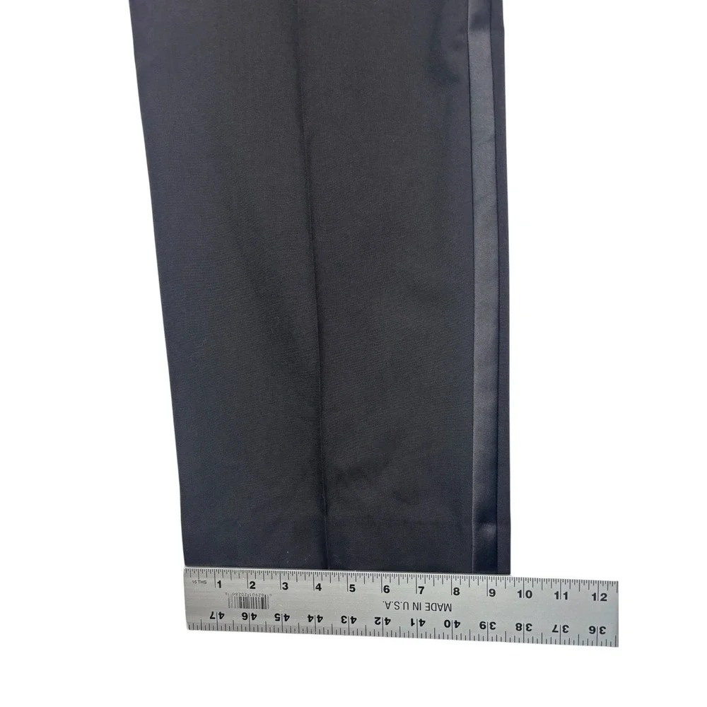 Stafford 46R 40x32 Black Tuxedo 2pc Pant Suit Wool Satin Dinner Formal Evening